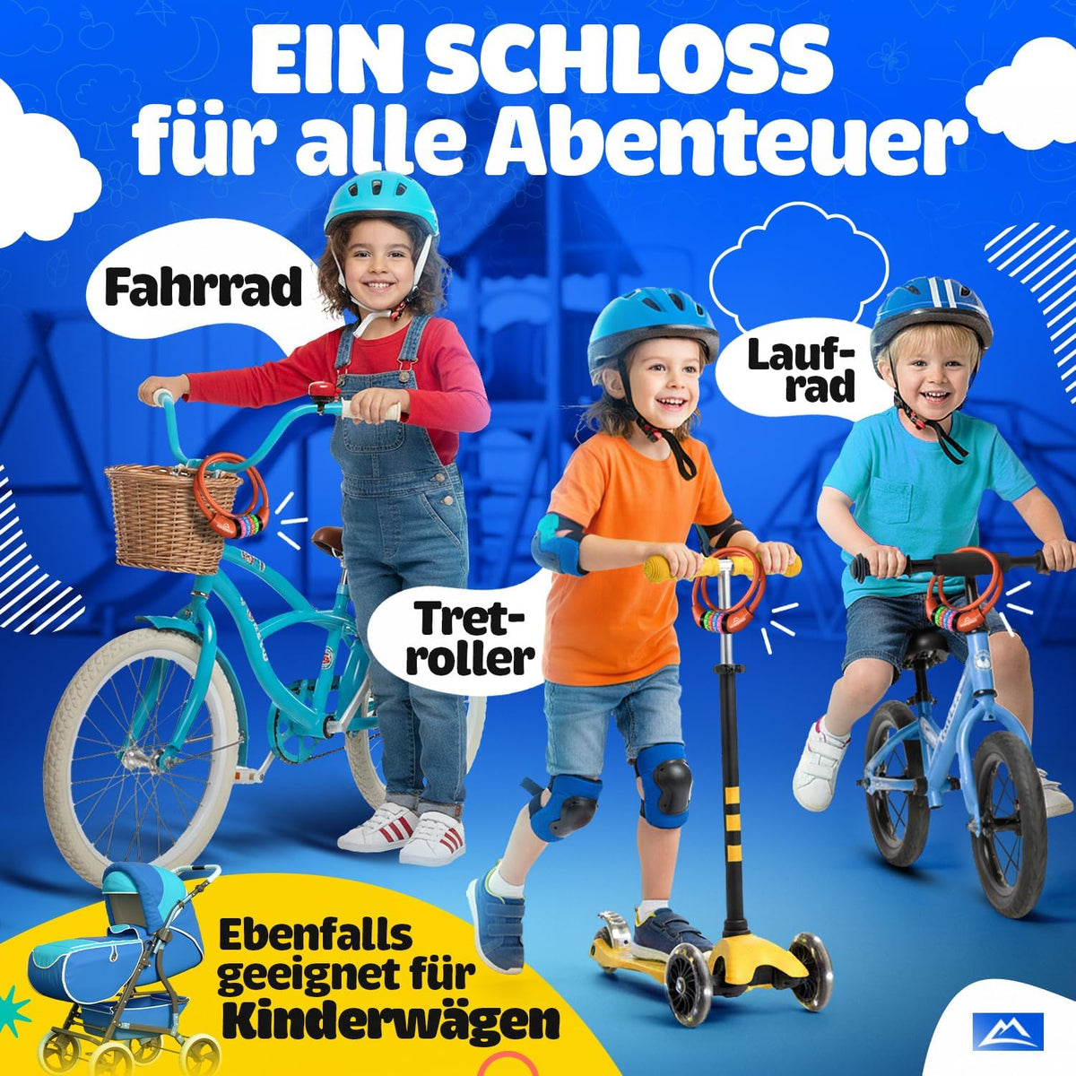 NEXTCOVER® Cadenas à vélo pour enfants - Code numérique à 4 chiffres - Cadenas à combinaison pour vélo avec chiffres colorés - Cadenas pour scooter Extra robuste et sûr - Rouge
