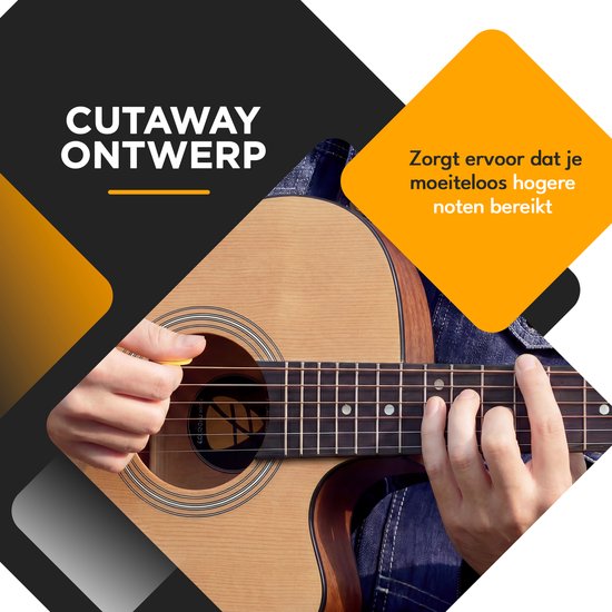 Guitare acoustique Finesse Premium - avec cours vidéo - 4/4 41" - Épicéa massif - Guitare western - Guitare pour enfants et adultes - Naturel