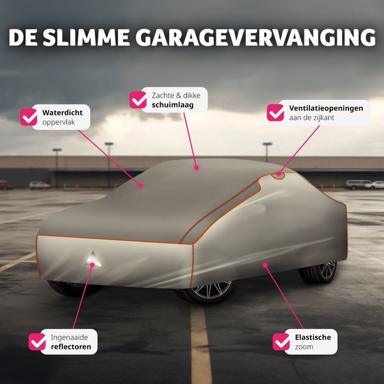tectake® Car cover - Bâche voiture - Protection contre la grêle - Couverture imperméable - Respirante - Garage auto élastique - Accessoires auto avec sac de rangement - Compatible avec de nombreux modèles - Dimensions (LxLxH) 483x 178x 120 cm - Large