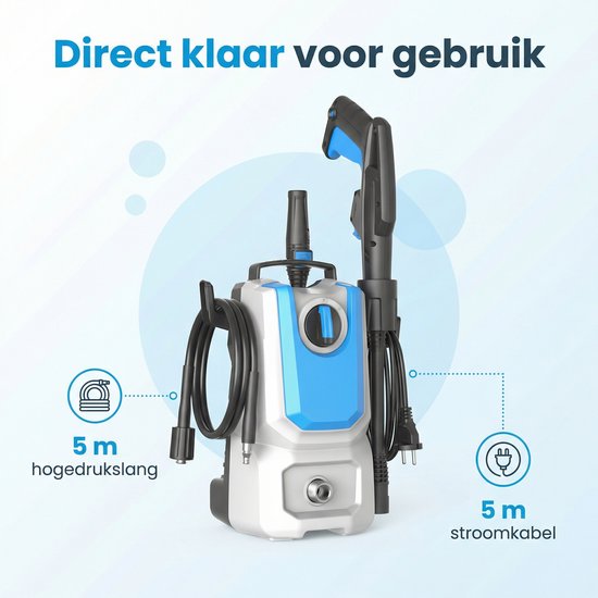 Nettoyeur haute pression Lugia Jet+ 1 300 W – 90 bars – Compact et puissant – Avec pistolet de pulvérisation et réservoir de savon – Pour la voiture, la terrasse et le jardin