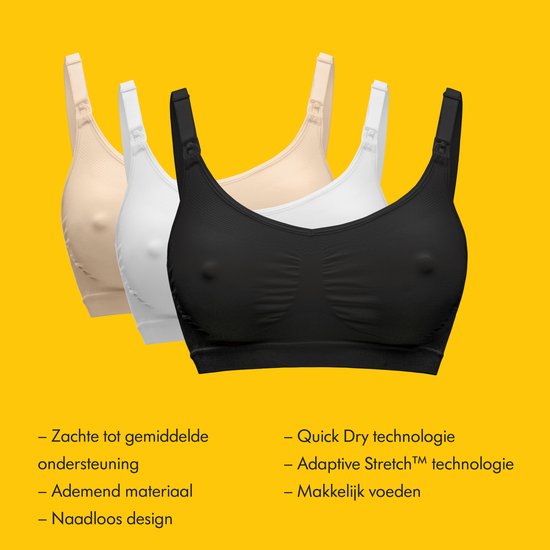 Soutien-gorge Medela Keep Cool - Soutien-gorge d'allaitement sans coutures - Soutien-gorge de grossesse avec 2 zones respirantes - Tissu Soft Touch - Noir - Taille L