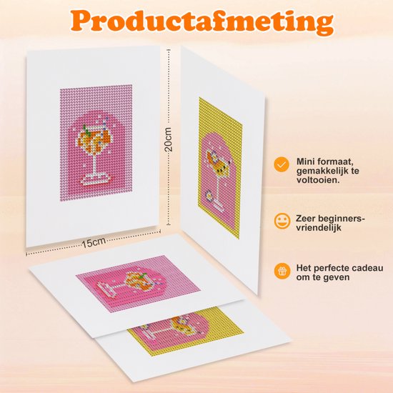 Rubye® Mini peintures diamantées - 2 pièces - Adultes - Peinture diamantée enfants - Set - Cocktails - 15x20cm