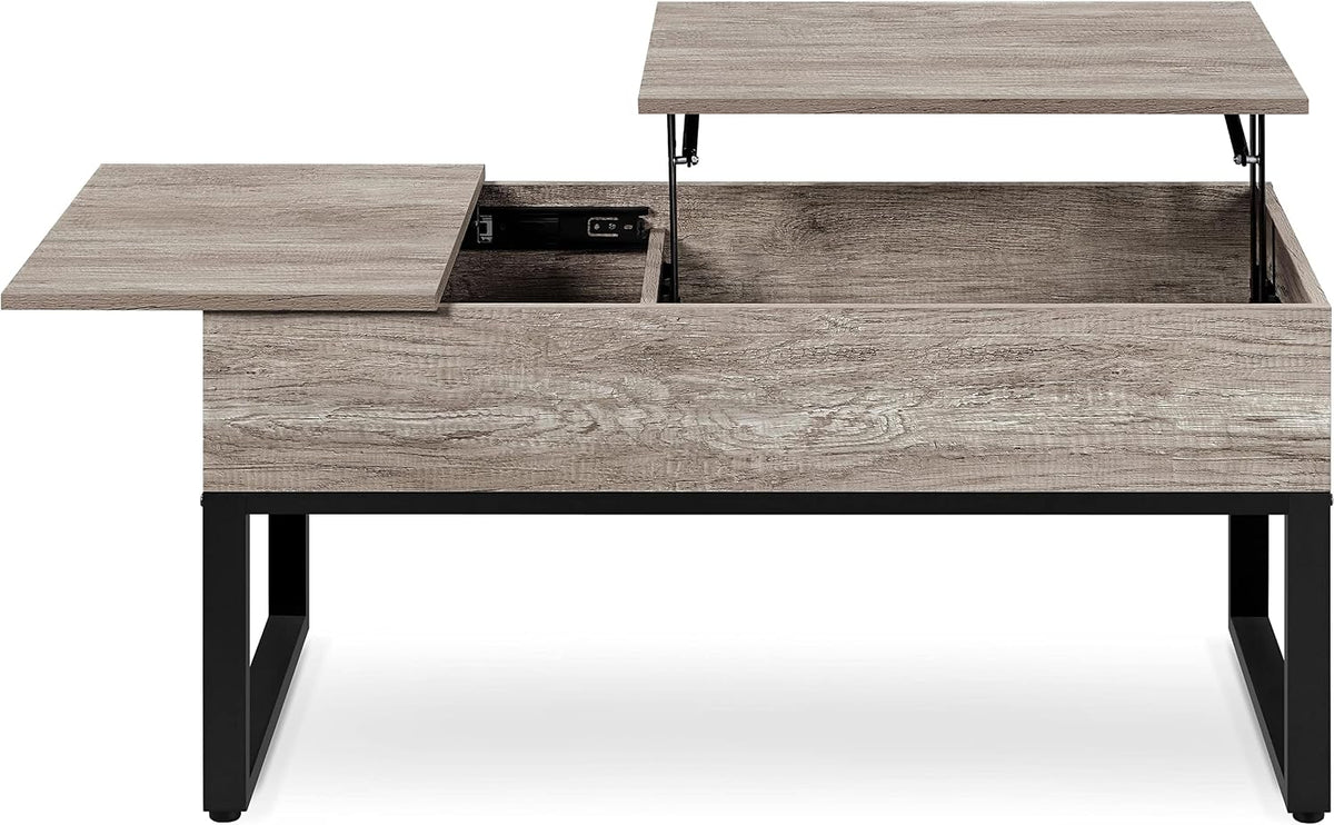 Table basse Yaheetech à plateau relevable avec espace de rangement dissimulé - 105 x 50 x 61 cm - Gris