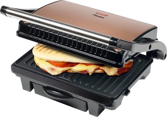 Grill de table Bestron - ASW113CO - 1 000 W - Appareil à croque-monsieur - Surface de cuisson 25 x 17 cm - Cuivre