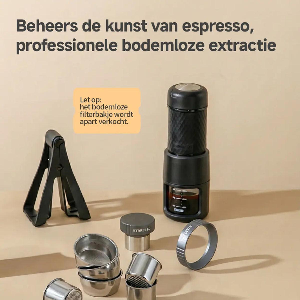 Machine à expresso manuelle portable STARESSO - capsules et café moulu