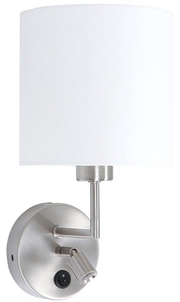 Applique murale Noor 1562ST en acier avec lampe de lecture et chargeur USB - Design moderne de Mexlite - Réglable et pratique pour une utilisation en intérieur