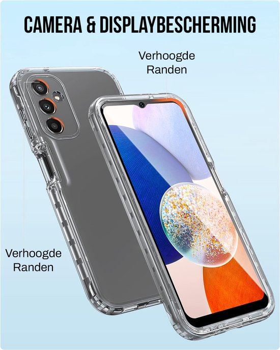Podec 2-in-1 Case with screen protector suitable for Samsung Galaxy A14 Transparent Phone Case - Anti-Shock Case Cover