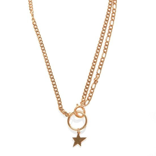 Laura Ferini Dames Ketting Stella Goud - Goudkleurige Schakelketting Met Ster - 18K Geelgoud Verguld - Halsketting - Dames Ketting Met Hanger
