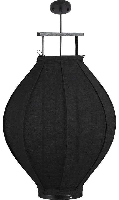 Mica Decorations Lampe pendante Pego - H73 x Ø54 cm - Lin - Noir