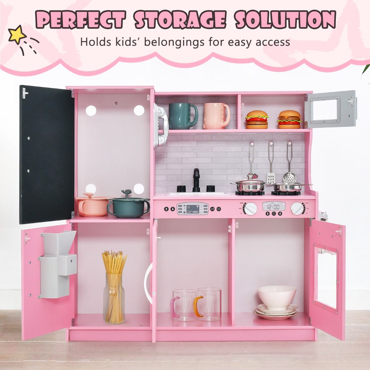 Cuisine pour enfants Coast - cuisine jouet complète avec accessoires - micro-ondes, sorbetière, lave-vaisselle et four - rose