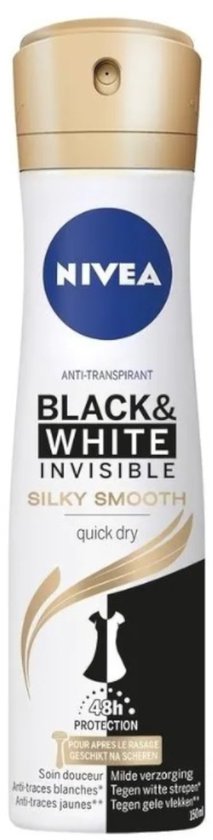 Déodorant Nivea Black & White Silky Smooth en spray pour femmes, 150 ml