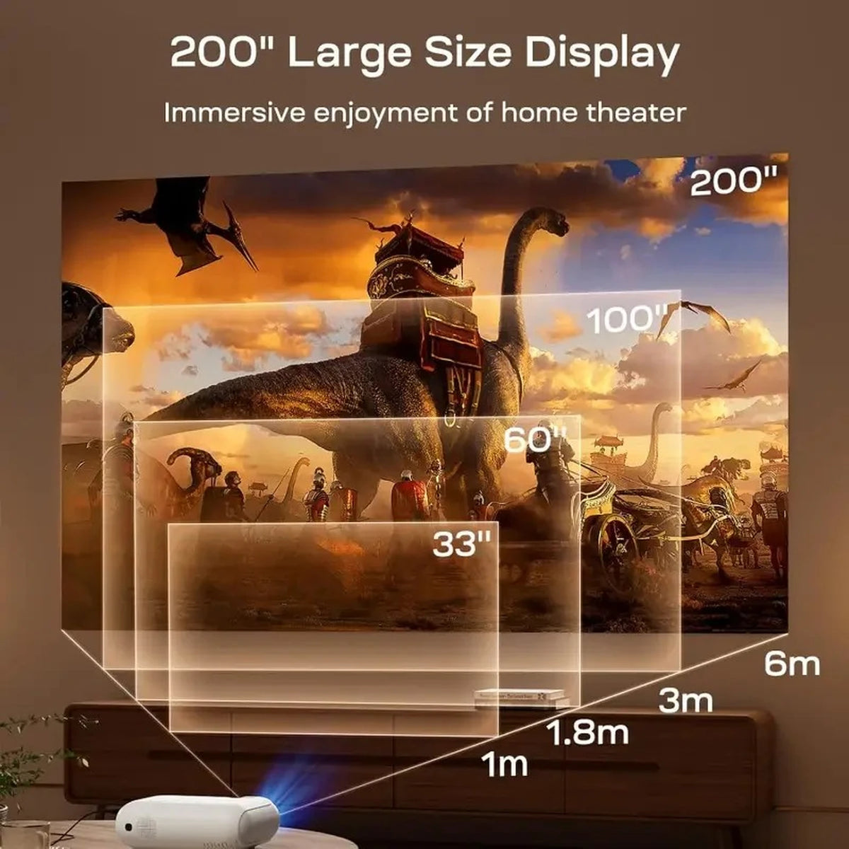 Projecteur Yoton Y7 - Full HD 1080p natif - Compatible 4K - 9 000 lumens - Wi-Fi et Bluetooth - Noir