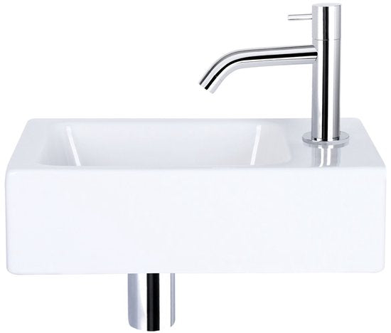 Ensemble de lavabo Differnz Hura L - Lavabo en céramique - Compatible avec l'eau chaude et l'eau froide - Couleur : blanc - Idéal pour les toilettes ou la salle de bains - Dimensions : 40 x 22 x 11,5 cm - Poids : 6 000 grammes