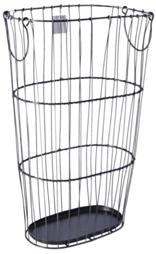 Panier de rangement avec poignées en métal gris, 17 x 28 x 43 cm, pour ranger les jouets.