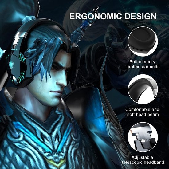 PHOINIKAS G2000 BT Bluetooth Laptop Gaming headset with microphone Over-ear Headphones -Noir