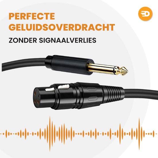 Drivv. Premium XLR Cable - XLR femelle vers jack 6,35 mm mâle - Jack stéréo - 5 mètres