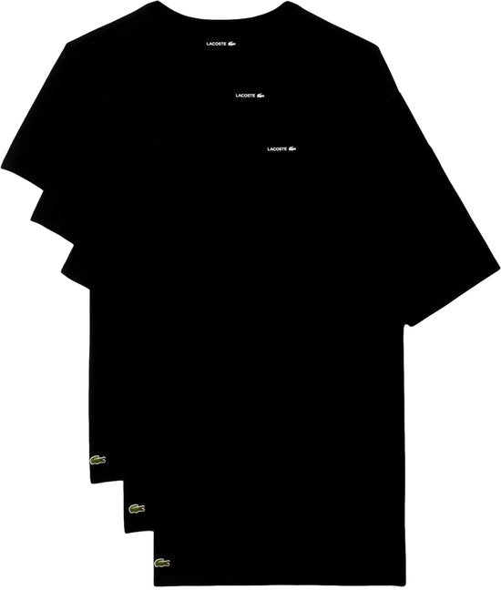T-shirts Lacoste pour homme à col en V, 3 pièces, noir basique