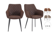 Chaises de salle à manger Multifurn Elin - Lot de 2 - Micro-cuir - 59 x 44 x 82 cm - Marron