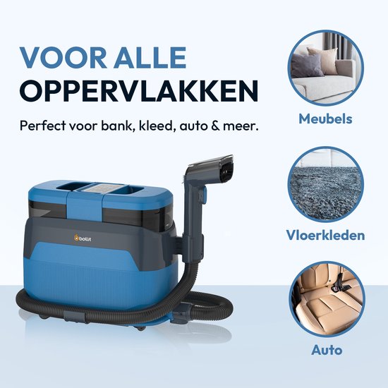 Nettoyeur de tapis BOLLIT 5-en-1 PRO 1650 W - Nettoyeur à vapeur et détachant - Vapeur à 100 °C - Nettoyeur de canapés - Nettoyeur de meubles - Nettoyeur à vapeur portable - Nettoyeur de matelas - Nettoyeur de fauteuils - Nettoyeur pour voiture, canapé, s
