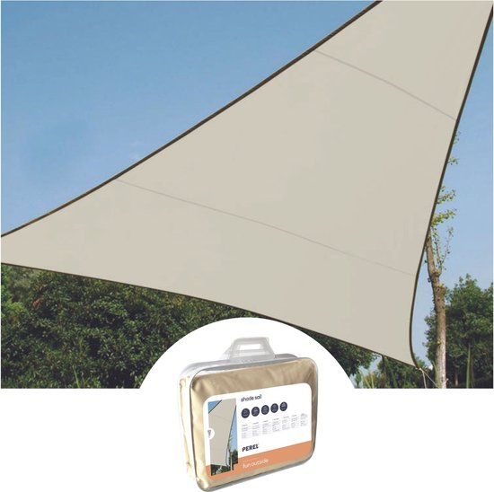 Perel Toile d'ombrage, hydrofuge, 3,6 x 3,6 x 3,6 m, 160 g/m², polyester, triangle, crème
