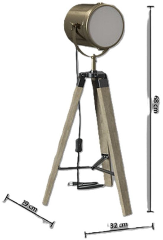 Atmosphera - Lampe industrielle - Métal - Bois - Noir - 68 cm