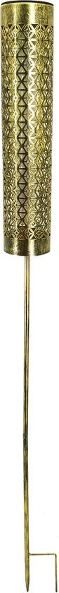 Éclairage de jardin Gadgy Solar – 2 lampadaires avec effet de flamme vacillante – Métal doré – Lampes d'ambiance LED à énergie solaire – Pour l'extérieur – Résistantes aux intempéries – Hauteur : 98 cm – Piquet de sol