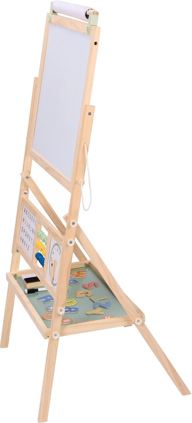 Sunny Nola Activités Chevalet – Petit chevalet en bois pour enfants - Chevalet de jeu avec tableau blanc et ardoise - Chevalet de peinture pour enfants – Tableau magnétique - Comprend un rouleau de papier, des aimants, des craies, des marqueurs et une gom