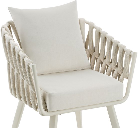 tectake® Chaise de jardin Lugano - Chaise longue avec structure en aluminium - Chaise d'extérieur au design « corde » - Fauteuil d'extérieur avec coussins épais - Pour le jardin ou le balcon - Chaise de terrasse - Résistante aux UV et aux intempéries - An