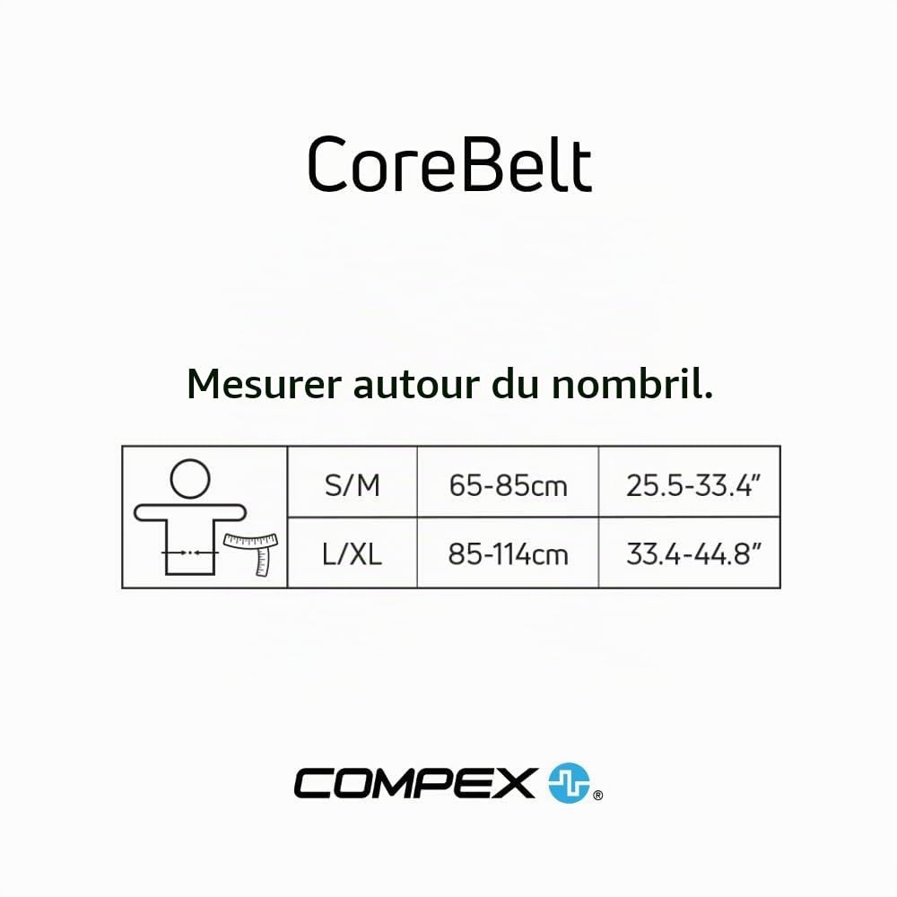 Ceinture d'électrostimulation Compex Corebelt 1.0 - 2 programmes - Abdominaux et bas du dos - S/M (65-85 cm) - Noir