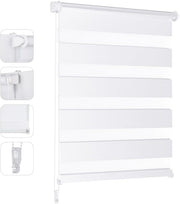 Store enrouleur Sekey Duo - Blanc - 50 x 130 cm - Sans perçage - Réglage de la luminosité - Protection UV - Commande par chaîne