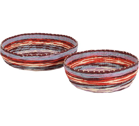 Casa Vivante Bol rayé - 2 pièces - Carton - Multicolore - 35x35x12 cm