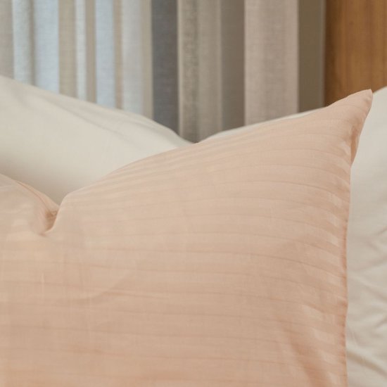 Housse de couette Kayori Elin en satin de coton - 140 x 200-220 + 1 taie d'oreiller - Lit simple - Nude