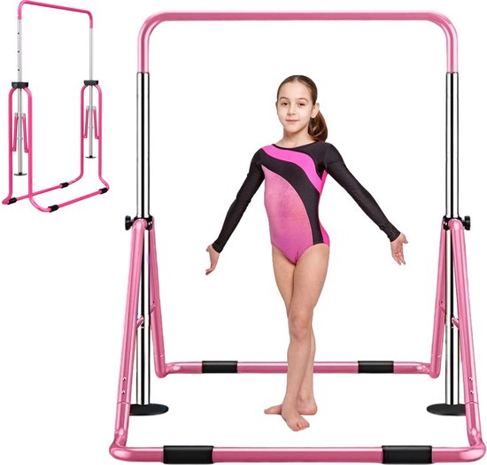 Cadre de gymnastique pliable Proskill- Cadre d'escalade - Réglable en 4 hauteurs - Enfants - Bambin - rose