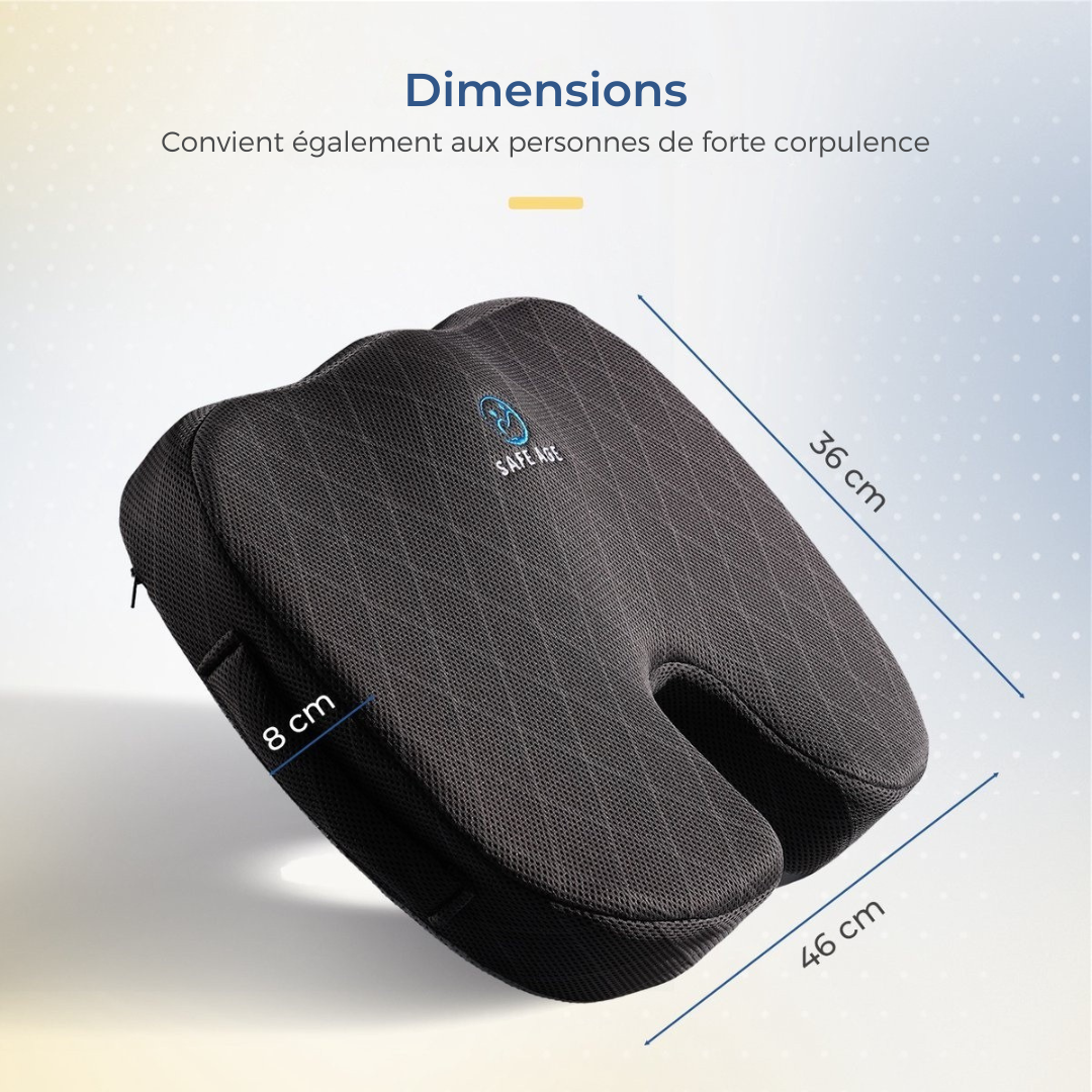 Coussin de siège orthopédique - SafeLife - Ergonomique - coussin pour le coccyx