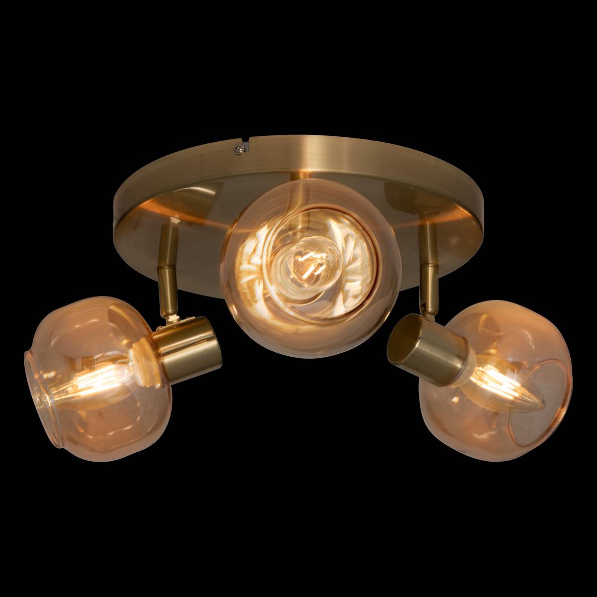 Plafonnier Atmosphera Pilia à 3 spots - verre ambré - 25 cm