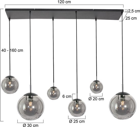 Steinhauer - lampe suspendue - Bollique LED - noir - verre métal - lampe design - E27 - 3499ZW