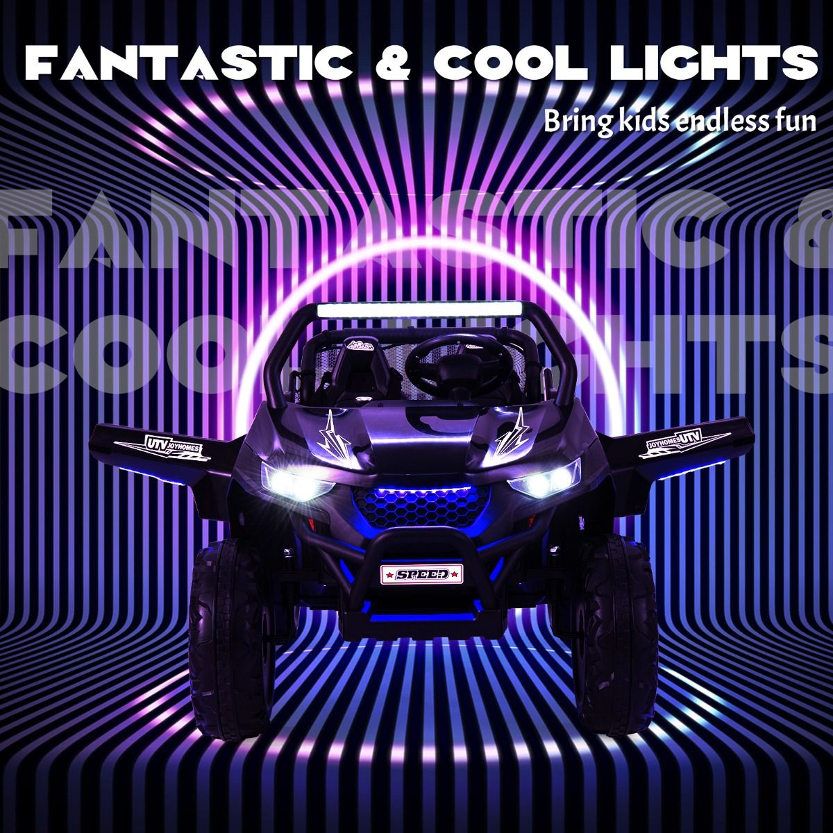 Voiture électrique pour enfants Coast à 2 places - avec télécommande et musique - noire