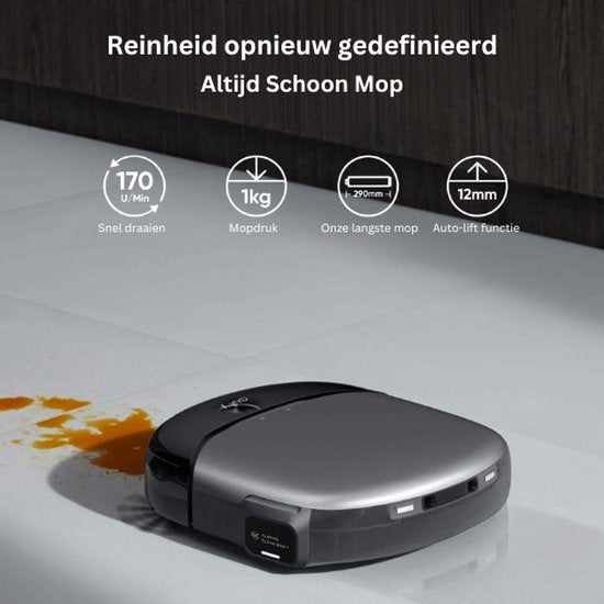 Robot aspirateur Eufy S1 Pro avec station tout-en-un et fonction de lavage - Autonettoyant grâce aux technologies ALWAYS CLEAN MOP™ et Eco Clean Ozon™ - Puissance d'aspiration de 8 000 Pa - Relevage automatique de la serpillière - Détection intelligente d