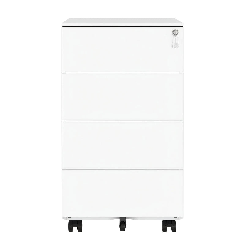 JOYFURNOS Armoire d'archivage mobile blanc nuage, 4 tiroirs, verrouillable, 39 x 45 x 69,3 cm