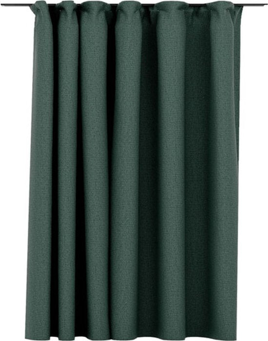 vidaXL - Rideau - aspect lin - occultant - avec crochets - 290 x 245 cm - vert