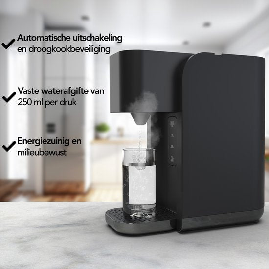 Aviro Distributeur d'eau chaude - Robinet d'eau chaude - 100°C - Bouilloire instantanée de luxe - 2200W - 1.5L Noir