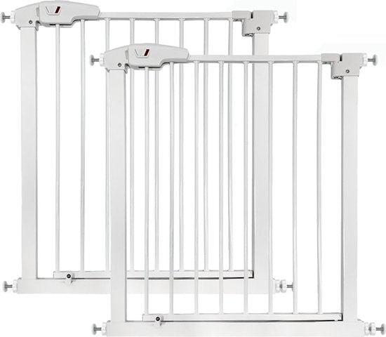 Goliving Porte d'escalier sans perçage - 2 pièces - 75 à 103 cm - Fixation par pince - Modèle à pince - Extensible - Métal - Barrière pour enfants - Barrière pour chiens - Blanc