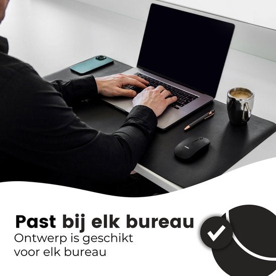 Sous main - WURK Tapis de bureau professionnel en cuir synthétique - Organisateur de bureau - Accessoires de bureau - Tapis de souris XXL- Inclut un clip pour câble - 80x40 - Noir