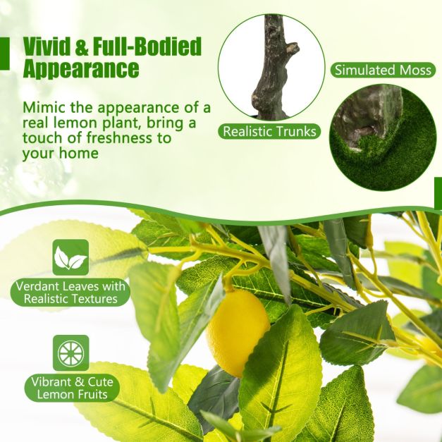 Citronnier artificiel Coast - 160 cm - Arbre fruitier réaliste - Pot en ciment