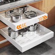 Posity Tiroir coulissant - Organisateur de meuble de cuisine - Organisateur de meuble/tiroir d'évier - tiroir intérieur de cuisine - Extensible et ajustable (32-52 cm) - Télescopique - Blanc