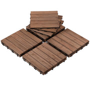 Dalles de terrasse en bois Yaheetech 30 x 30 cm – Brun chaleureux – Bois de sapin et polypropylène