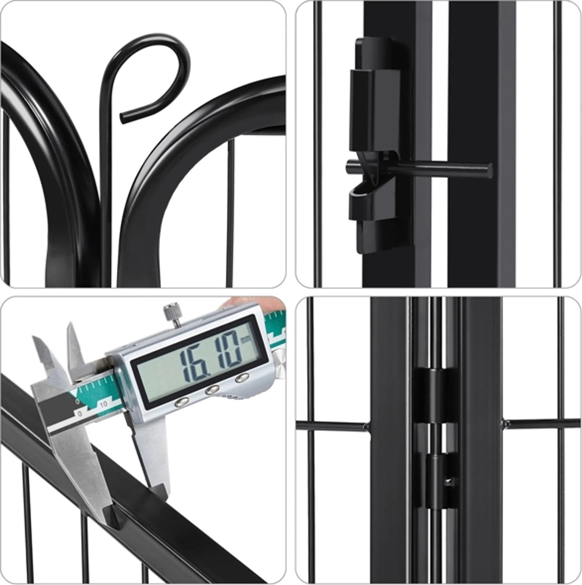 Yaheetech : enclos pour chiens / animaux sûr et modulable, composé de 6 éléments, 60 cm – Noir – Métal