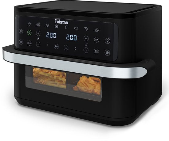 Tristar Airfryer FR-9432 - 10 L - Dual Zone Flex - Fenêtre de visualisation - 8 programmes préréglés - Répartiteur de snacks - 2 800 W