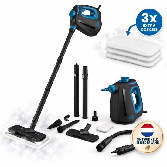 Nettoyeur vapeur 2-en-1 CleanKoala – Temps de chauffe de 15 secondes – 30 minutes d'autonomie – 12 accessoires et 3 chiffons supplémentaires inclus