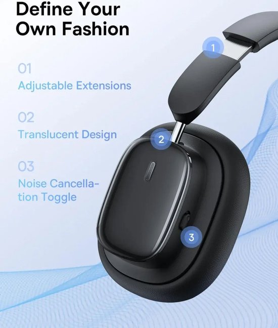 Casque Bluetooth Baseus Bowie H1i avec réduction de bruit (ANC), sans fil, noir